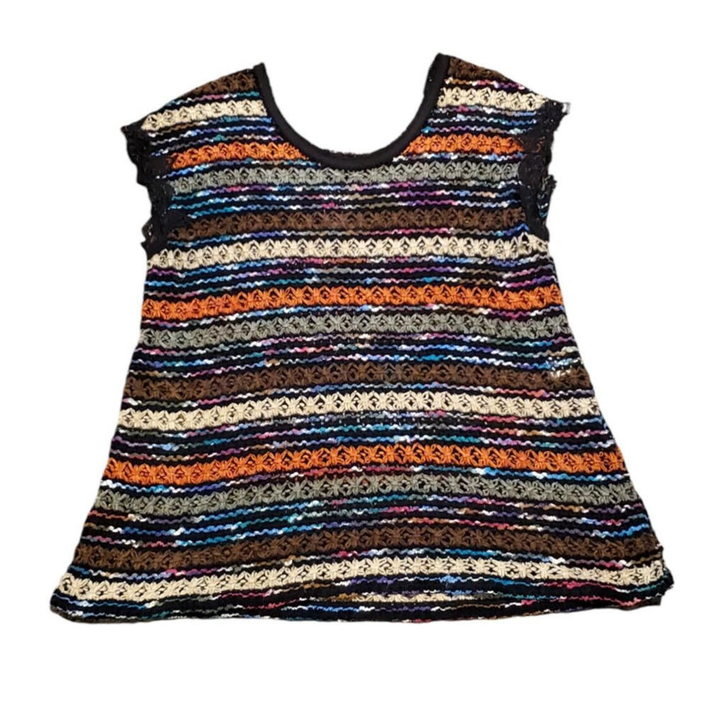 New Romantics Free People Open Knit Sweater Lace Boho Hippie Women Size Small